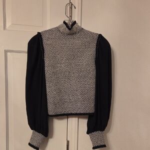 Alice + Olivia Black and White Patterned Blouse